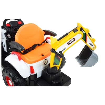 Super  DWUSTRONNY traktor na akumulator ze spychaczem, koparką i przyczepą/BEJ1588