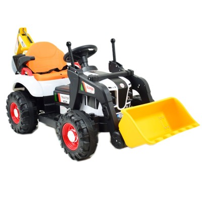 Super  DWUSTRONNY traktor na akumulator ze spychaczem, koparką i przyczepą/BEJ1588