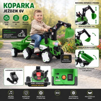 Super koparka, jeździk z łyżką, przyczepa,kiper/YW1003