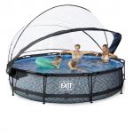 Swimming pool round with dome EXIT 360 x 76 cm / grey stone/