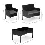 Meble ogrodowe technorattan sofa, stół, 2 fotele /czarne/