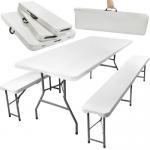 Catering garden table foldable 180 cm  + 2 benches /white/