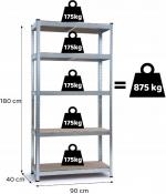 Storage shelf 18 cm x 90 cm x 40cm  /5 shelfs/