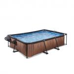 Swimming pool  with dome EXIT 300 x 200 cm x 65 cm / brown wood/