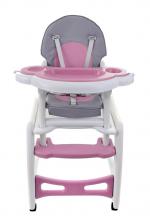 High chair for feeding child 5 in 1 / grey-pink/