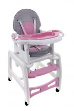 High chair for feeding child 5 in 1 / grey-pink/