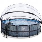 Swimming pool round with dome EXIT PREMIUM 488 x 122 cm / stone