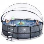 Swimming pool round with dome EXIT PREMIUM 450 x 122 cm /grey st