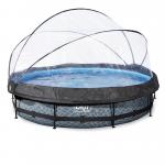 Swimming pool round with dome EXIT 360 x 76 cm / grey stone/