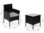 Meble ogrodowe technorattan stół + 2 fotele /czarne/
