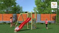 Wooden playground FUNGOO FUNNY 3 with 2 seat swing /KDI/