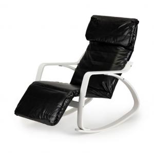 Rocking armchair GOODHOME eco-lether white/black/