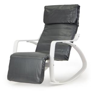 Rocking armchair GOODHOME ecolether white/grey/