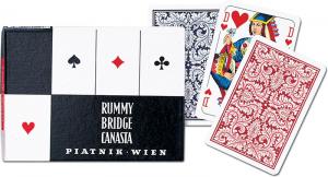 RUMMY BRIDGE CANASTA PIATNIK playing cards in a box/Larger