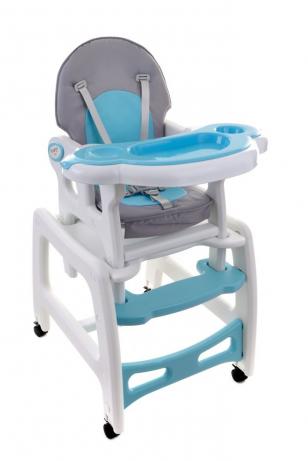 High chair for feeding child 5 in 1 / grey-blue/