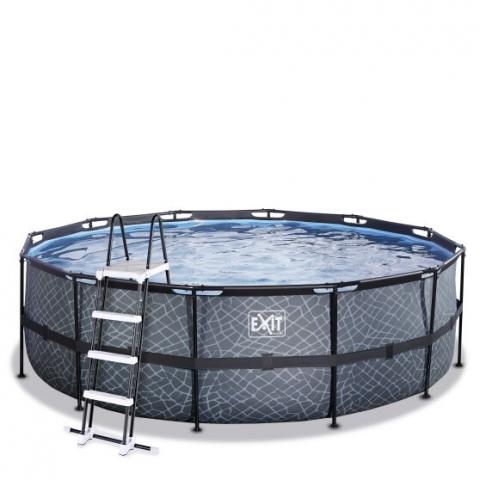 Swimming pool round EXIT PREMIUM 450 x122 cm/ grey stone/