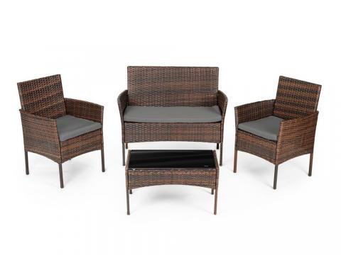Meble ogrodowe technorattan sofa, stół, 2 fotele /brązowe/