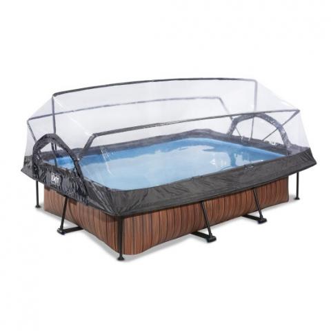 Swimming pool  with dome EXIT 300 x 200 cm x 65 cm / brown wood/