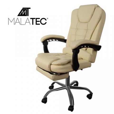 Fotel biurowy MALATEC z podnóżkiem ekoskóra /kremowy/
